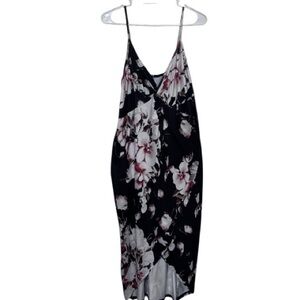 SHEIN Black Floral High Low Dress